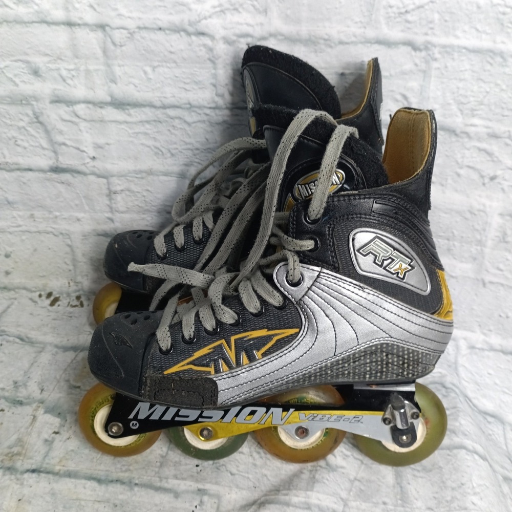 Mission RTX Inline Hockey Skates Size 9D Vibe-2 Chassis Labeda Wheels Black